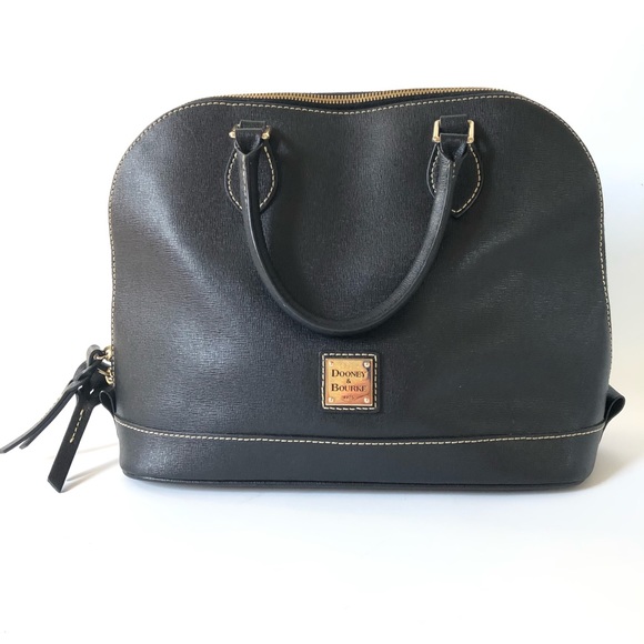 Dooney & Bourke Handbags - Dooney & Bourke Zip Zip Satchel Saffiano Dome BLK